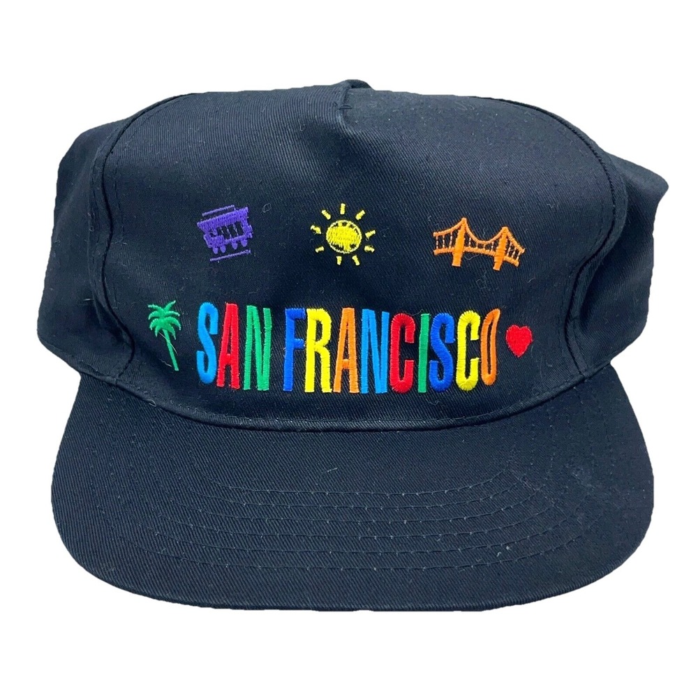Vintage San Francisco Hat Cap Snapback City Rainbow 90s Y2K Retro Tee Souvenir